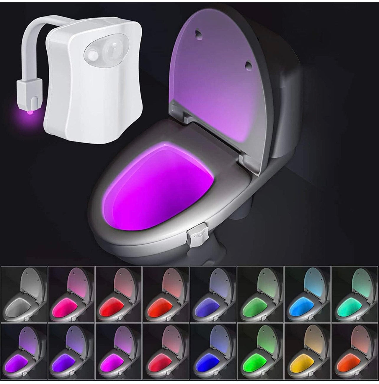 MIEFL Toilet Light Motion Sensor Activated 16 Colors Changing, 3 Pack LED  Toilet Seat Lights Inside Glow Bowl, Smart Disco Potty Night Light for