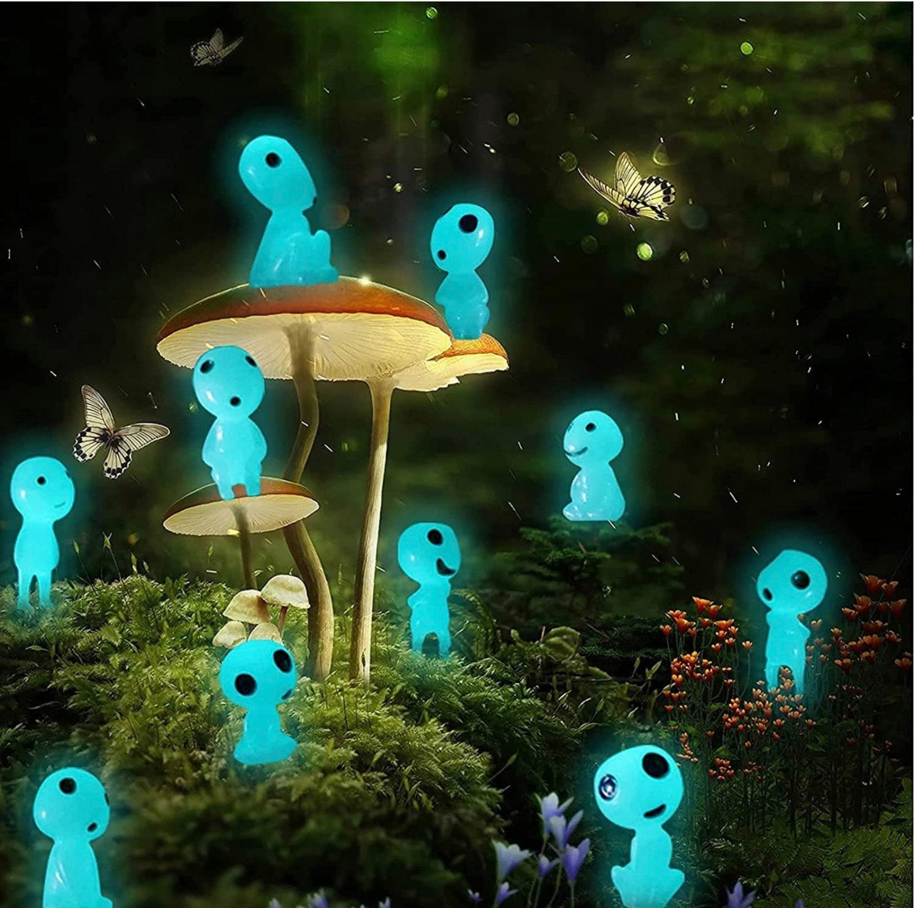 20 Pcs/Set Mononoke Luminous Tree Elves Dolls, Figures Glow in Dark, Resin Garden Gnome Statue Garden  (20pcs/Set).