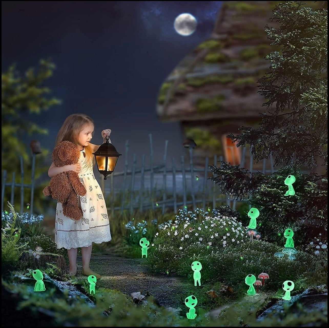 20 Pcs/Set Mononoke Luminous Tree Elves Dolls, Figures Glow in Dark, Resin Garden Gnome Statue Garden  (20pcs/Set).