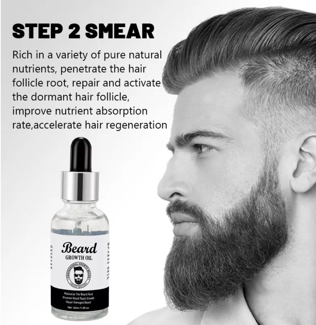 Premium 30ml Organic Moustache Styling Softens Grooming Kit  Beard Growth Oil  Beard Kit Men. Gift.